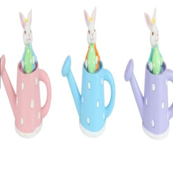 13cm Bunny Rabbit in Watering Can 3 Asstd