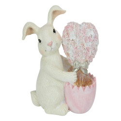 Cute White Bunny Rabbit with Heart Shaped Flowers