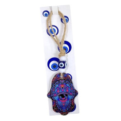 Evil Eye Glass Double-Sided Small Hamsa Design A