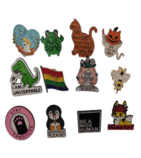 Enamel Metal Pins A 12 Assorted