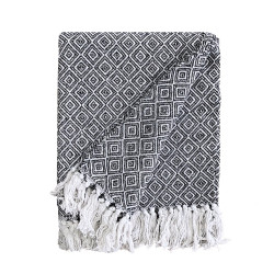 50x60 inch Cotton Throw - Black Squares