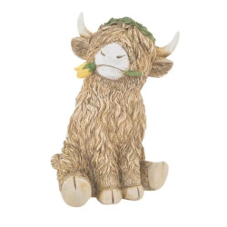 Highland Cow With Flower Deco