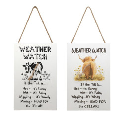 24x16cm Hanging Weather Watch Gauge with Funny Cow Design 2 Asstd