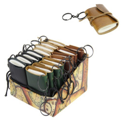 4x3" Keyring Leather Mini Journal 9x8cm 4 Asstd L9 W8 H1cm