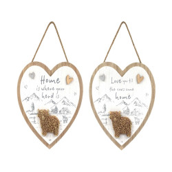 20cm Hanging Plaque with Highland Cow Design 2 Asstd L24 W19 H2cm
