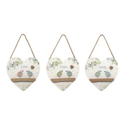 15cm Hanging Heart Plaque Home/Family/Love 3 Asstd