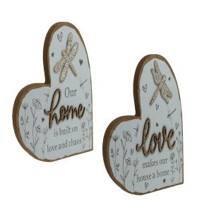 15cm MDF Home & Love Plaque 2 Asstd L20 W14 H2cm