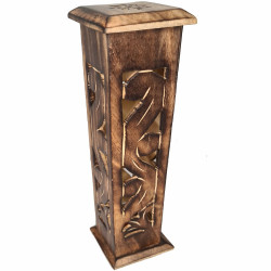 30cm Incense Burner Tower - Top Loading Square Cut Burnt