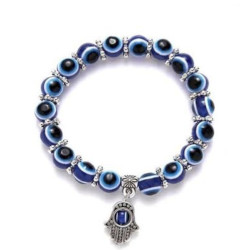 Evil Eye Bead Bracelet With Hamsa Hand