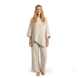 Plain Acrylic Round Neck Soft Knit Poncho - White