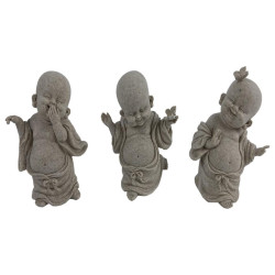 16cm Happy Buddha with Butterfly in Natural Finish 3 Asstd L8 W13 H17cm