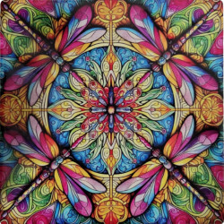 Four Colourful Dragonfly Ceramic Coasters Set Of 4