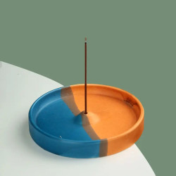Ceramic Incense Holder Orange Blue