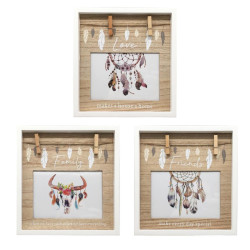 20x20cm Hanging Plaque Frame (6x4" Photo Frame) with Dream Catcher Boho Design 3 Asstd L20 W2 H20cm
