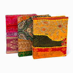 9X11'' Hardcover Antique Look Sari Covered Notebook