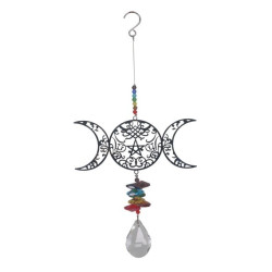 Metal Laser Cut Wiccan Design Crystal Suncatcher