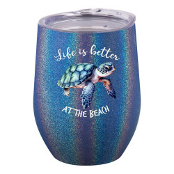 360ml Stainless Steel Stemless Wine Cup with Lid and Turtle Design