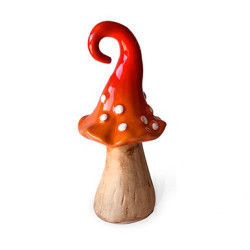 17cm Ceramic Mushroom Red Curly Design