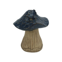 12cm Ceramic Mushroom Blue with Bee