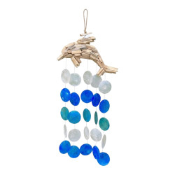 Driftwood Shell Hanging Dolphin