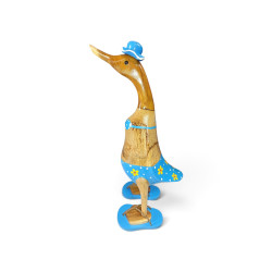 40cm Wooden Duck With Blue Bikini