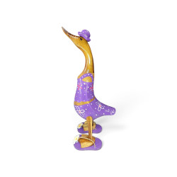 40cm Wooden Duck Purple With Frangipani