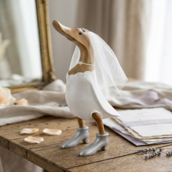 40cm Wooden Duck Bride Dressed