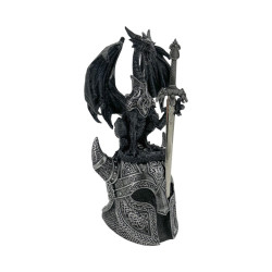 22cm Black Knight Dragon on Viking Helmet with Sword