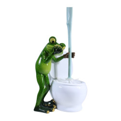 25cm Marble Frog with Funny Toilet Brush Holder