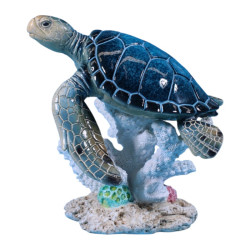 15cm Marble Blue Turtle on Coral Base
