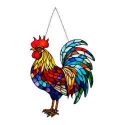 53cm Hanging Glass Mosaic Rooster Wall Art