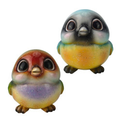 12cm Sitting Bird with Marble Finish 2 Asstd