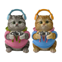 17cm Gamer Cat in Retro Jacket 2 Asstd