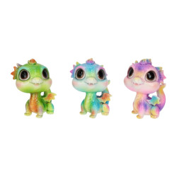 12cm Colourful Baby Dragon 3 Asstd