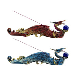 31cm Blue/Red Dragon Incense Holder with Ball 2
