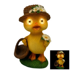 28cm Garden Duck Holding Basket with Solar Eyes