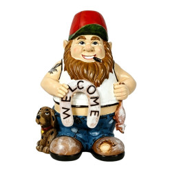 26cm Bogan Hunting Gnome with Dog