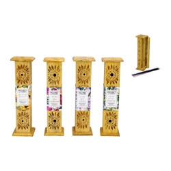 Wooden Tower Incense Burner (Includes 10 Incense Sticks) 4 Asstd