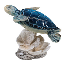 16cm Marble Turtle on Coral Base