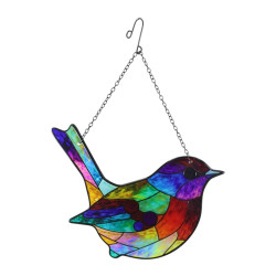 41cm Hanging Glass Mosaic Fairy Wren Wall Art