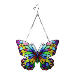 37cm Hanging Glass Mosaic Butterfly Wall Art