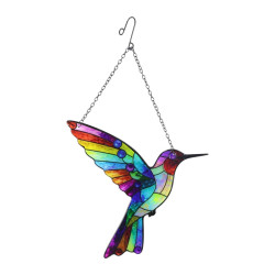 49cm Hanging Glass Mosaic Hummingbird Wall Art