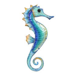 42cm Metal/Glass Seahorse Wall Art