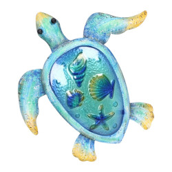 32cm Metal/Glass Turtle Wall Art