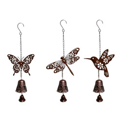 52cm Metal Hummingbird/Butterfly/Dragonfly Bell Wind Chime 3 Asstd