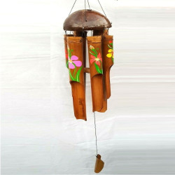 40cm Bamboo Painted Flower Wind Chime