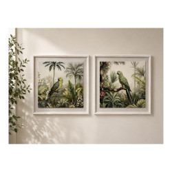 75x75cm Framed Canvas Artwork with Australian Bird in Rainforest Design 2 Asstd