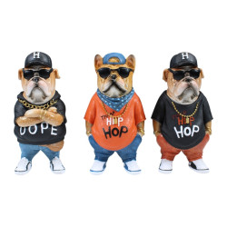 14cm Marble Dog with Hip Hop Design Street Clothes 3 Asstd