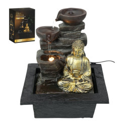 21cm Light Up Gold Buddha Water Fountain in Gift Box (USB)