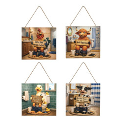 20x20cm Hanging Plaque with Farm Funnies 4 Asstd